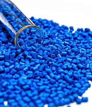 Blue plastic resins white background