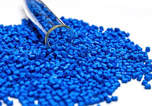Blue plastic resins white background